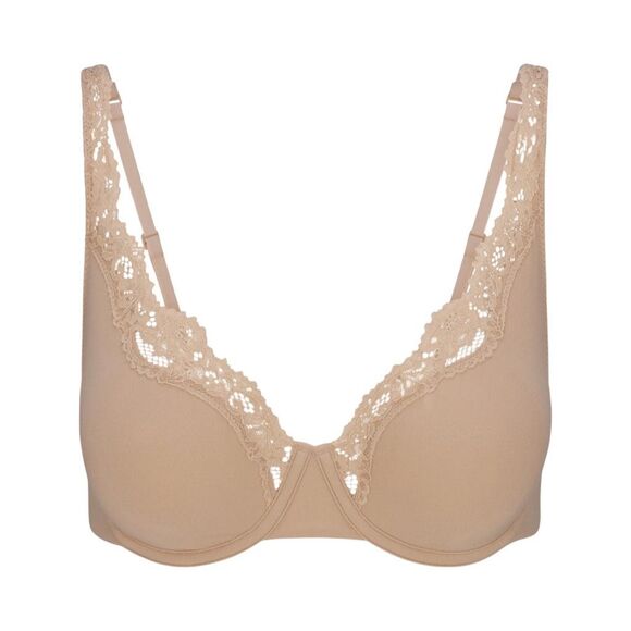SKIMS Fits Everybody Lace Unlined Full Coverage Bra - 36D - Clay - Picture 1 of 5